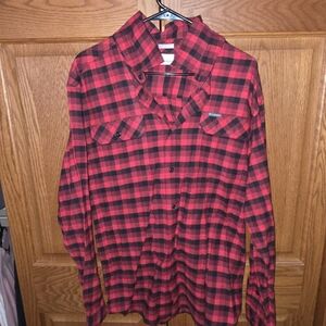 COLUMBIA Red & Black Plaid Button-Up Shirt